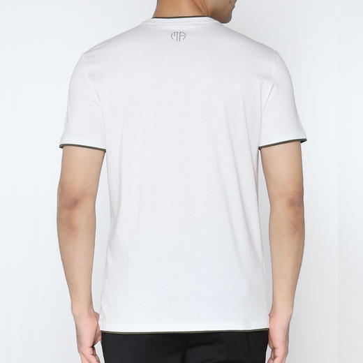 Marco Azzali 白色胶印双层撞色领短袖圆领T恤 T5217300 商品图2