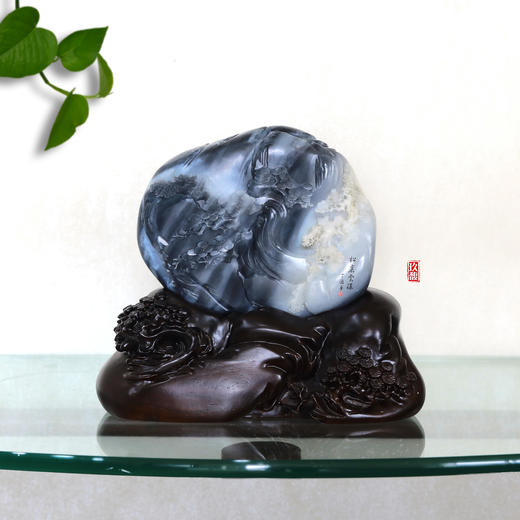 和田玉（青花）独籽摆件--松裹云深（孙有庚）1350g 商品图0