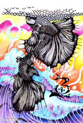 《线描画斗鱼》【自动发货：下单后，点击手机短信中收到的链接，即可获取文件下载的链接；如有任何问题，可添加客服微信hm33268获得帮助】