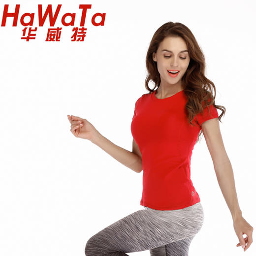 《惊爆618 不退换》秋装新款瑜伽短袖圆领美颈上衣瘦身瑜伽服跑步服带胸垫 商品图3