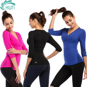 《捡漏专场  不退换》HWT华威特瑜伽中袖透气交叉上衣瑜伽跑步休闲