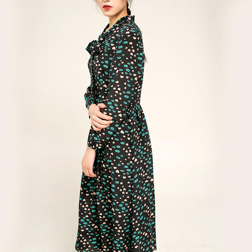 丁摩 稳重大方 真丝连衣裙长袖收腰桑蚕丝连衣裙20-09DB599240531 商品图3