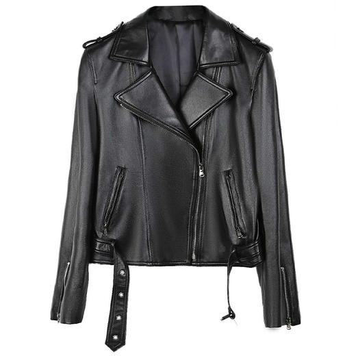 爆款跨界 | 春季短款机车真皮绵羊皮女款皮衣SF04311133 商品图4