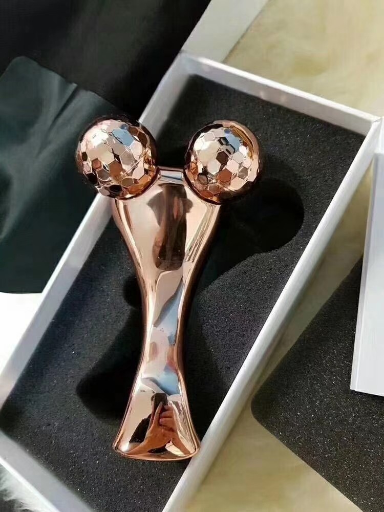 直邮澳洲lacues瘦脸仪24k玫瑰金太阳能微电流滚轮式v脸神器
