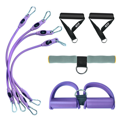凯速拉力器仰卧起坐器脚蹬拉力器弹力绳臂力器三用多功能可拆卸四管紫色KS17 商品图3