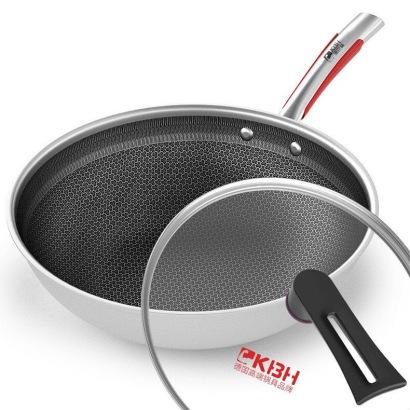 正品德国康巴赫第三代炒锅316l医用级不锈钢炒锅少油烟不粘锅家用电磁