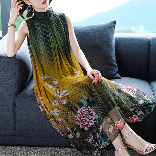 ZHS-5049夏季新款中国风桑蚕丝流行长裙 商品图1