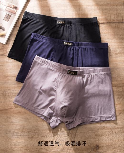 （两条一盒）男士莫代尔净色舒适透气包头冚头窄明筋平角内裤3965/3611/3966 商品图2