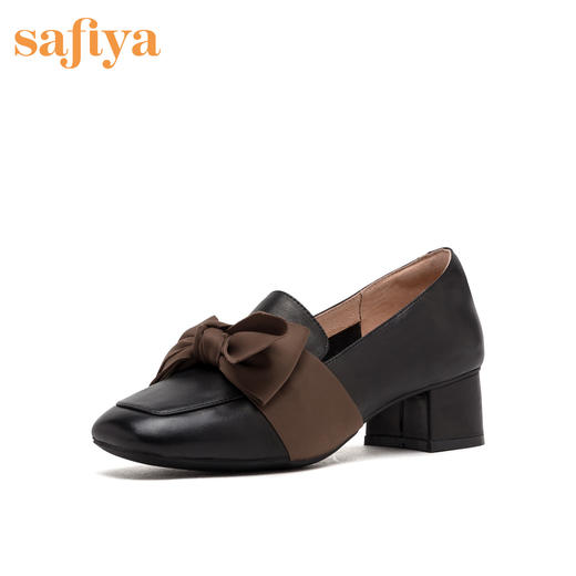 商场同款 | Safiya/索菲娅鞋子新款春季女蝴蝶结方头粗跟深口单鞋SF93112004 商品图1