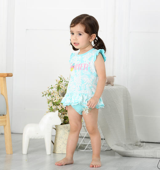 棉果果夏季女童套头三角连体衣连身衣哈衣M222711218275 商品图3