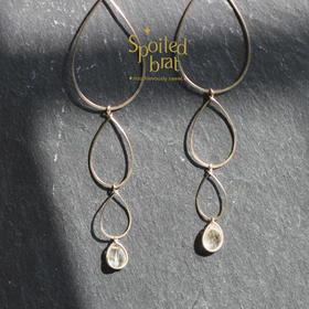 spoiledbrat jewelry金发晶四层水滴耳环