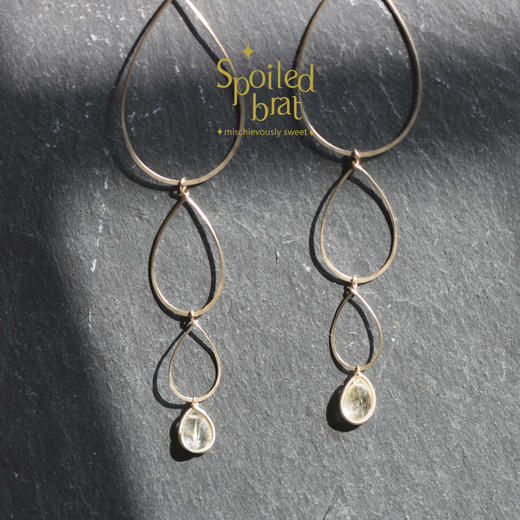 spoiledbrat jewelry金发晶四层水滴耳环 商品图0