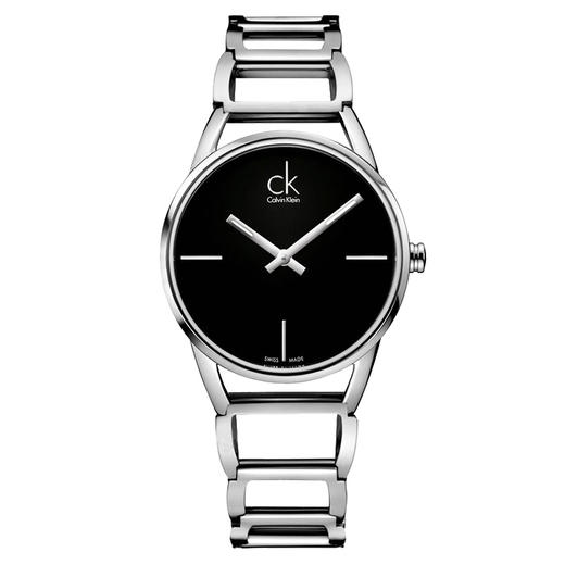 ck卡文克莱(calvinklein)手表stately系列女表简约时分针夜光黑盘钢带