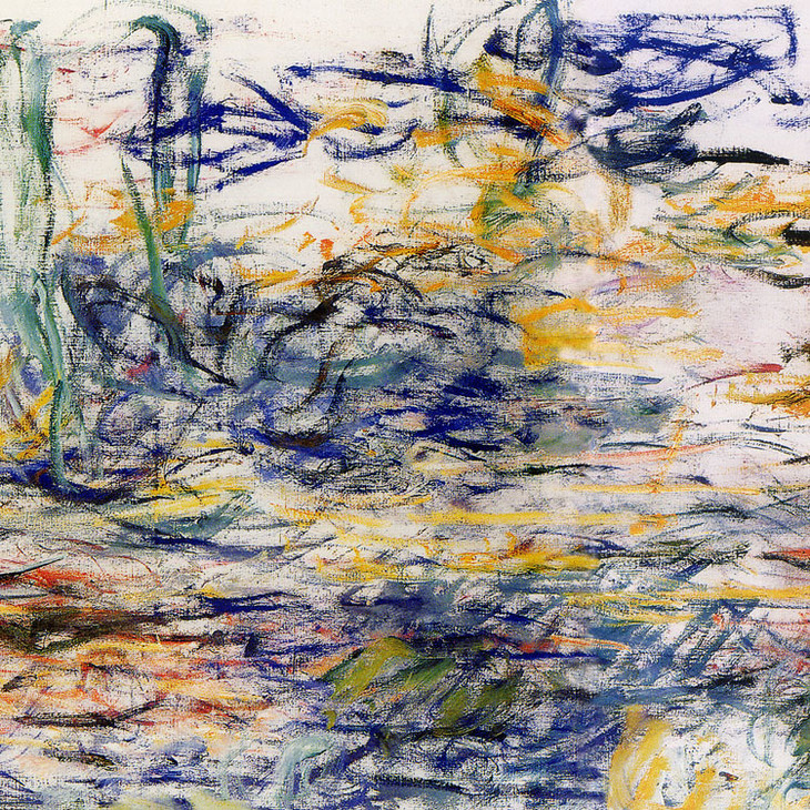 完全感觉不到画布和颜料,这幅画几平变成了抽象 作品,是莫奈最后的