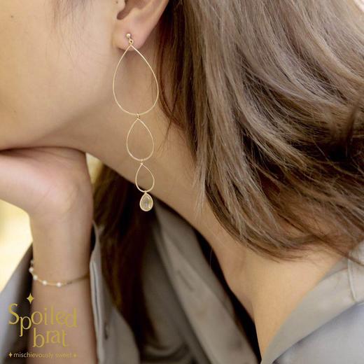 spoiledbrat jewelry金发晶四层水滴耳环 商品图5
