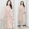 XL-8808新款韩版修身系带雪纺连衣裙+外套两件套碎花中长裙 商品缩略图3