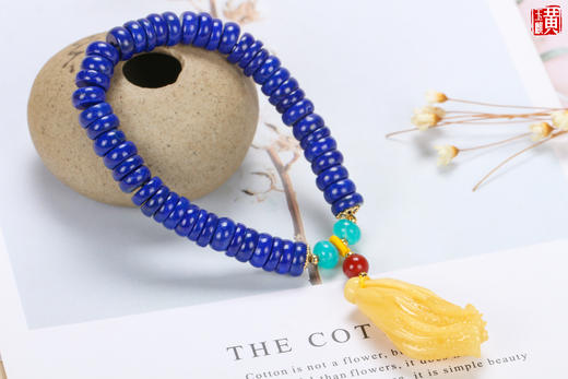 青金石蜜蜡【玉兰花】手串 商品图0