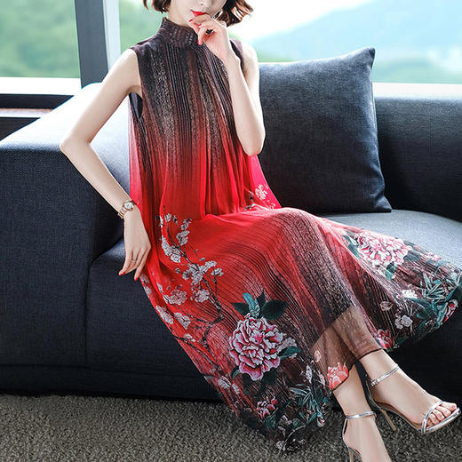 ZHS-5049夏季新款中国风桑蚕丝流行长裙 商品图0