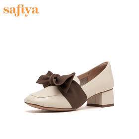 商场同款 | Safiya/索菲娅鞋子新款春季女蝴蝶结方头粗跟深口单鞋SF93112004