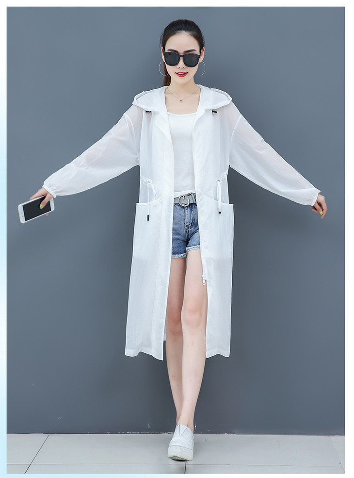 时尚长款过膝防晒衣仙女防晒服女薄外套ht3032