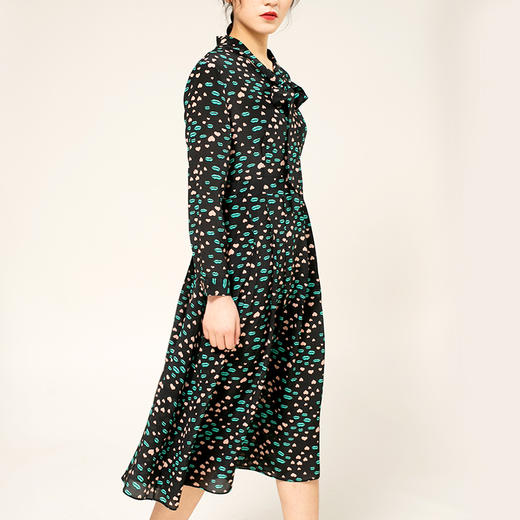 丁摩 稳重大方 真丝连衣裙长袖收腰桑蚕丝连衣裙20-09DB599240531 商品图2