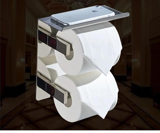 304不锈钢免打孔双层纸巾架 卷纸架卫生间厕所手纸盒壁挂式3.9 商品图3