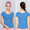 《惊爆618 不退换》HWT瑜伽服短袖圆领上衣T恤瑜伽服上装夏季瑜伽服带胸垫 商品缩略图3