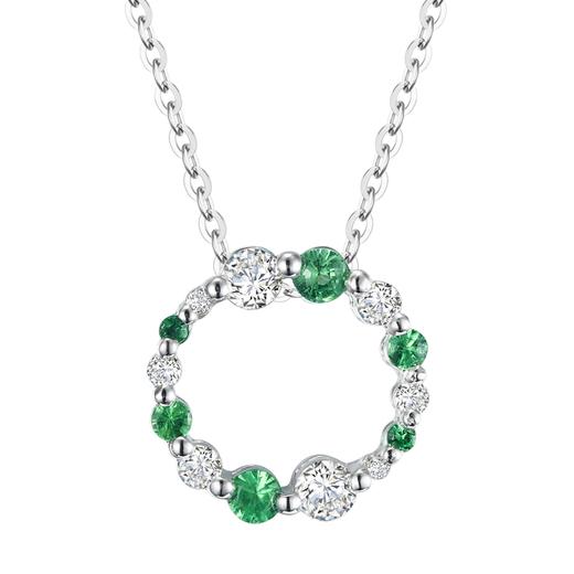 MEMORA诗普琳爱的花环系列18K金钻石套链粉蓝宝石榴石群镶项链DN0239 商品图3