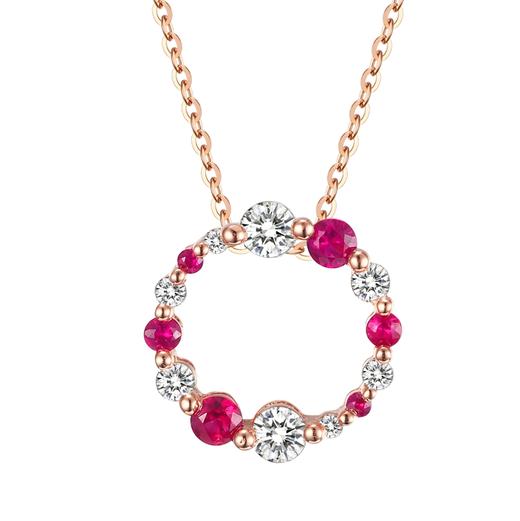 MEMORA诗普琳爱的花环系列18K金钻石套链粉蓝宝石榴石群镶项链DN0239 商品图2