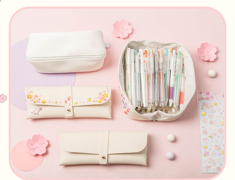 三年二班创意樱花女学生用文具盒小清新大容量铅笔盒笔袋文具袋