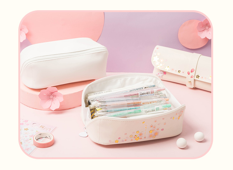 三年二班创意樱花女学生用文具盒小清新大容量铅笔盒笔袋文具袋
