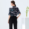 EITIE爱特爱夏季桑蚕丝新款时尚通勤立领飘带印花喇叭袖上衣女5913625 商品缩略图4