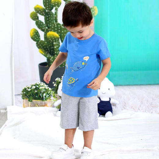 棉果果夏季男童短袖套头圆领T恤M212140220281 商品图1