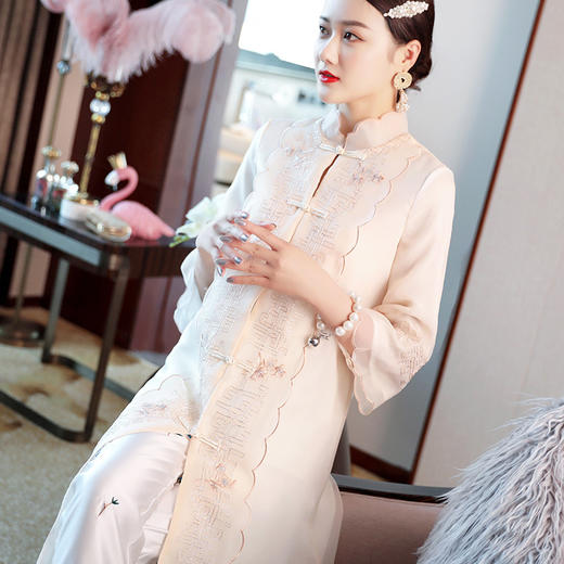 KDS-748中国风外套欧根纱刺绣连衣裙 商品图0