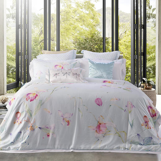 芙洛丽(白)花卉高支长绒棉四件套 商品图0