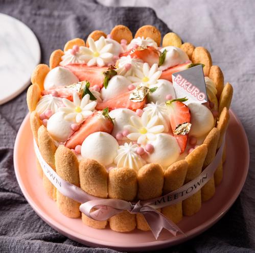 【甜如初见】8寸翻糖花草莓乳脂蛋糕 商品图0