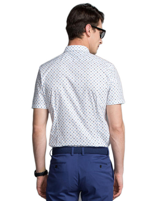 Marco Azzali 进口面料底蓝色豹头印花短袖衬衫 C5050600 商品图2