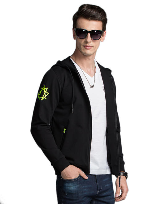 Marco Azzali 黑色小豹头标拉链长袖T恤卫衣 T5001200 商品图2