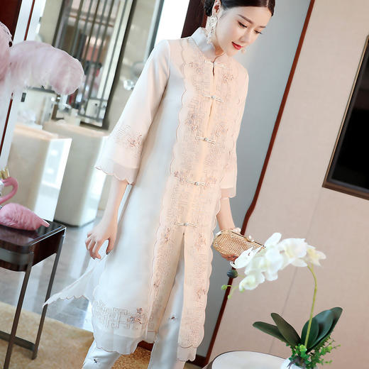 KDS-748中国风外套欧根纱刺绣连衣裙 商品图1