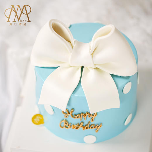 【3244】蓝白波点蝴蝶结蛋糕 商品图2