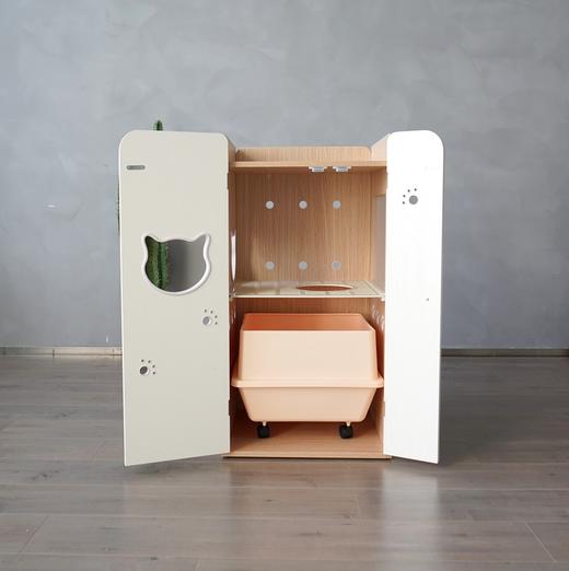 CatS猫家具竖厕所二代 拼色设计木制全封闭防外溅猫砂盆 A7包邮 商品图1
