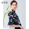 EITIE爱特爱夏季桑蚕丝新款时尚通勤立领飘带印花喇叭袖上衣女5913625 商品缩略图0
