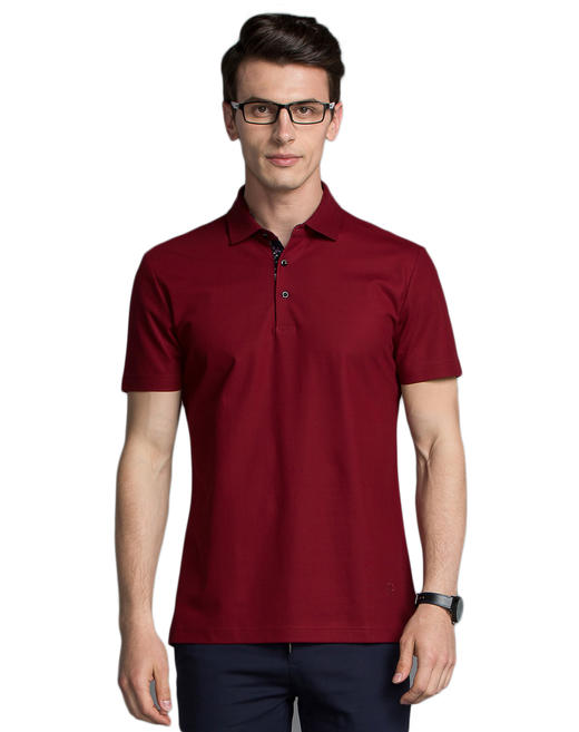 Marco Azzali 酒红色纯棉短袖POLO衫 T5057900 商品图1