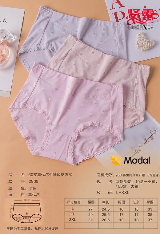 女士彩纱莫代尔大版蕾丝花边撞色印花三角内裤2897/2925/2917/2909 商品图9