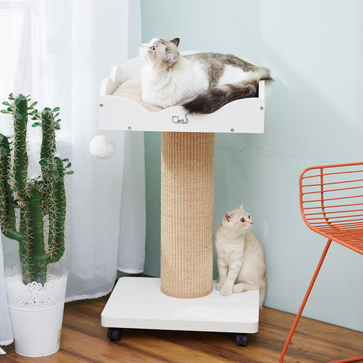 CatS猫家具猫咪床边床窗边床 木制猫床 粗剑麻猫抓柱 H1B包邮 商品图1
