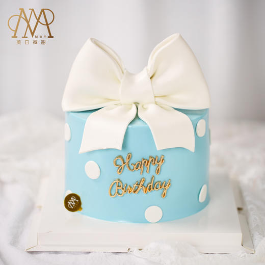 【3244】蓝白波点蝴蝶结蛋糕 商品图1