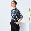 EITIE爱特爱夏季桑蚕丝新款时尚通勤立领飘带印花喇叭袖上衣女5913625 商品缩略图3