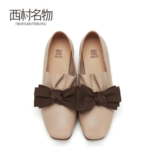 西村名物低跟单鞋女蝴蝶结纯色休闲简约百搭秋季新款奶奶鞋31301 商品图2
