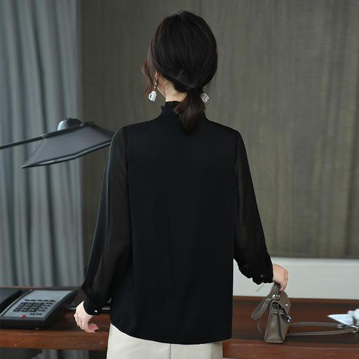 KQL-260031春季新款花边立领长袖设计感小众职业桑蚕丝上衣 商品图2