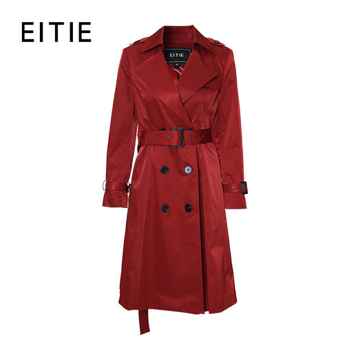 EITIE爱特爱女装秋季新款洋气复古经典翻领双排扣风衣外套女6004707 商品图7
